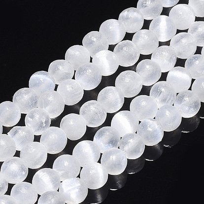 Natural Selenite Beads Strands, Round