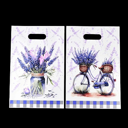 50шт. 2 стили, полиэтиленовые пакеты для упаковки, прямоугольник с лавандой