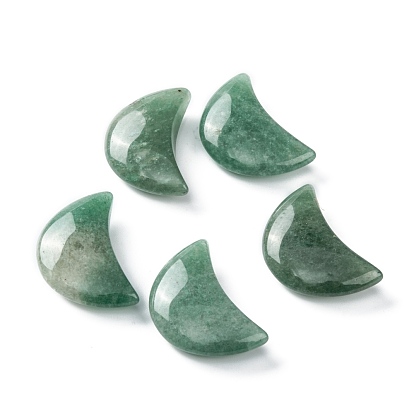 Natural Green Aventurine Beads, No Hole/Undrilled, for Wire Wrapped Pendant Making, Moon