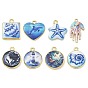 Printed Brass Pendants, Ocean Theme Charms, Golden