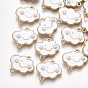 Alloy Enamel Links Connectors, with ABS Plastic Imitation Pearl, Cloud, Light Gold