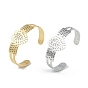 304 Stainless Steel Hollow Leaf Open Cuff Bangles for Women
