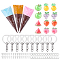 9 Style DIY Keychain Making, with Transparent & Opaque Resin Cabochons, Iron Screw Eye Pin Peg Bails, Keychain Ring and Open Jump Rings