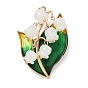 Convallaria Majalis Enamel Pins, Alloy Resin Lapel Pins for Clothes, Golden