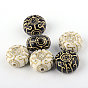 Perles acryliques de placage ronds plats, métal doré enlaça, 17x9.5mm, trou: 2 mm, environ 250 pcs / 500 g