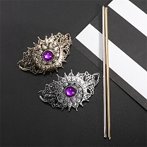 Alloy with Resin Hair Sticks, Oval, Hair Accessories for Women