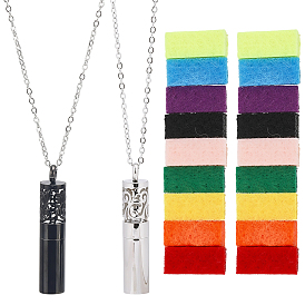 2 шт. 2 цвета 304 подвески в виде стеклянных флаконов духов из нержавеющей стали в форме столба облака, с 10шт. войлочных парфюмерных подушечек