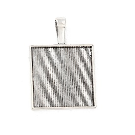 Tibetan Style Alloy Pendant Cabochon Settings, Cadmium Free & Lead Free, Plain Edge Bezel Cups, Square