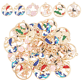 30 шт 6 стиль стойки покрытие сплава эмалевые подвески, без кадмия, без никеля и без свинца, золотой свет, разнообразные