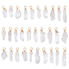 30Подвески из натурального кварца, с медной проволокой, золотые, самородки