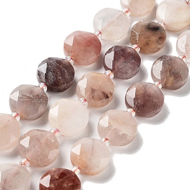 Brins de perles multi-pierres de lune naturelles, avec des perles de rocaille, coupe hexagonale facettée, plat rond