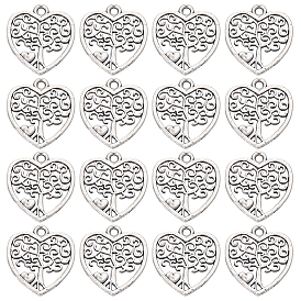 100 шт. Подвески из сплава в тибетском стиле, сердце с дерева жизни, без кадмия и без свинца