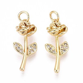 Латунные микро проложить кубического циркония подвески, цветок, с целью перехода в кольце