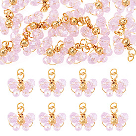 20 шт. Стеклянные подвески, с медной проволокой, бабочка