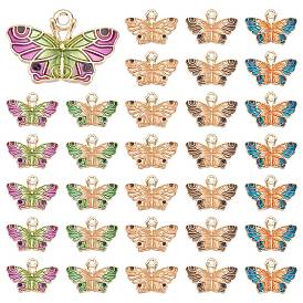 SUNNYCLUE 50Pcs 5 Colors Alloy Enamel Pendants, Light Gold, Cadmium Free & Nickel Free & Lead Free, Butterfly