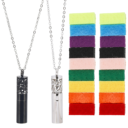 2 шт. 2 цвета 304 подвески в виде стеклянных флаконов духов из нержавеющей стали в форме столба облака, с 10шт. войлочных парфюмерных подушечек