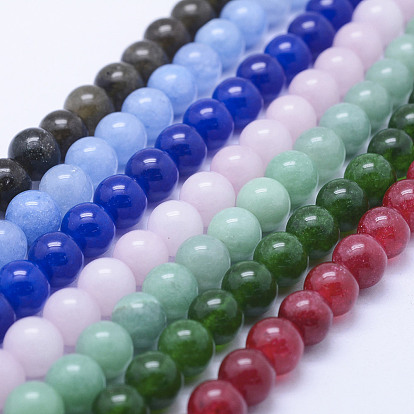 Natural Jade Beads Strands, Dyed, Round