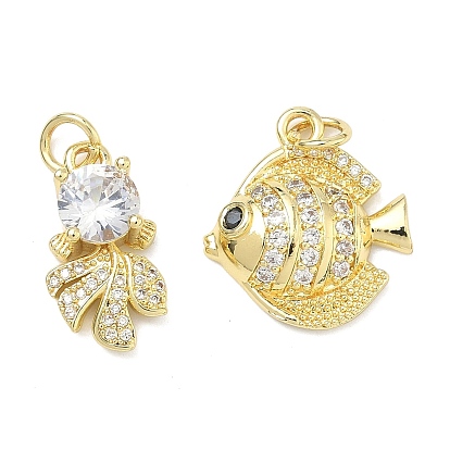 Латунные микро проложить кубического циркония подвески, рыбы прелести, золотые