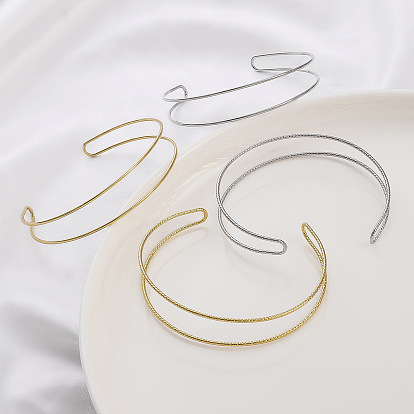 Brass Double Wire Cuff Bangles, Minimalism Jewelry for Women