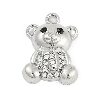 Подвески из сплава с микропаве из стразов, медведь