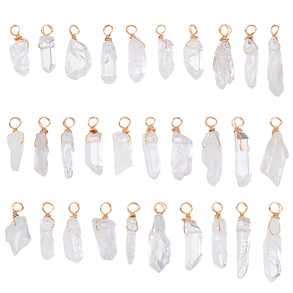 30Подвески из натурального кварца, с медной проволокой, золотые, самородки