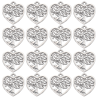 100 шт. Подвески из сплава в тибетском стиле, сердце с дерева жизни, без кадмия и без свинца