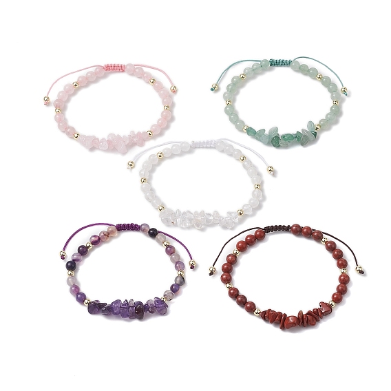 Регулируемые женские браслеты из плетеных бусин с кристаллами и круглыми камнями и смешанными драгоценными камнями