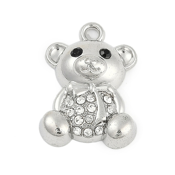 Подвески из сплава с микропаве из стразов, медведь