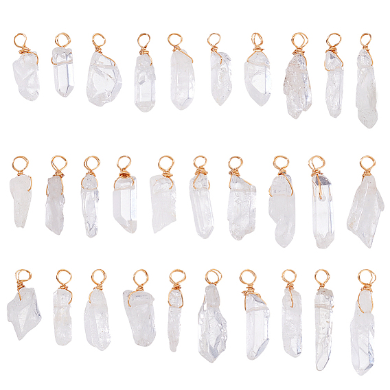 30Подвески из натурального кварца, с медной проволокой, золотые, самородки
