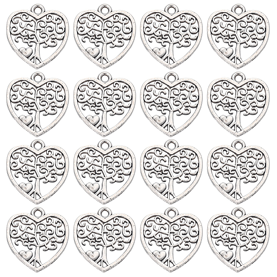 100 шт. Подвески из сплава в тибетском стиле, сердце с дерева жизни, без кадмия и без свинца