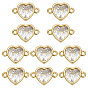 10шт. латунные подвески-соединители с прозрачным кубическим цирконием, ссылки в форме сердца/квадрата
