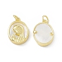 Rack Plating Brass Pendants, Long-Lasting Plated, Lead Free & Cadmium Free, with Jump Ring and Shell, Oval with Woman Charm