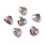 Glas Strass Cabochons, facettiert, spitz zurück & rückseitig plattiert, Herz