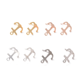 201 Stainless Steel Stud Earring Findings, with Horizontal Loop and 316 Stainless Steel Pin, Anchor