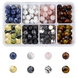 Nbeads 200Pcs 8 Style Natural Gemstone Beads, Faceted, Round