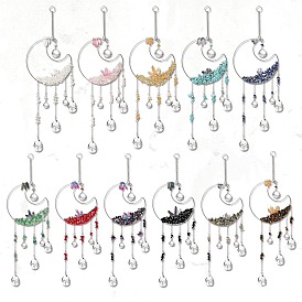 Подвесные украшения в виде луны из натуральных и синтетических драгоценных камней, Стеклянная каплевидная кисточка для окон, радуга, подвесной ловец солнца для украшения крыльца дома и сада