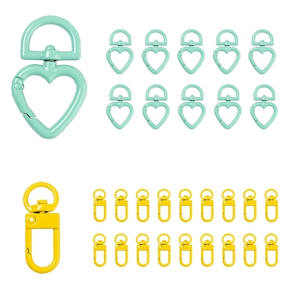 40Pcs 2 Style Spray Painted Eco-Friendly Alloy Swivel Snap Hooks Clasps