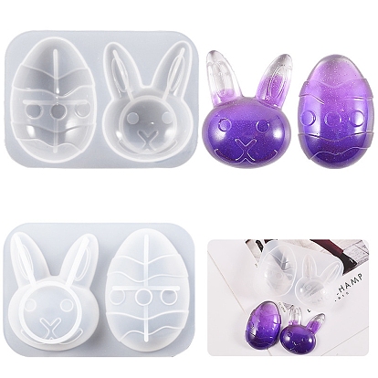 Easter Egg & Rabbit Silicone Fondant Molds, Resin Casting Molds, for UV Resin, Epoxy Resin Jewelry Making