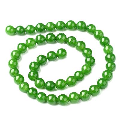 15~16 brins de perles rondes en jade qinghai naturel en pouces, teint