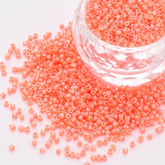 Fluorescent Color Glass Cylinder Beads, Seed Beads, Baking Paint, Round Hole
