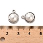 304 Stainless Steel Charms, with ABS Beads, Imitation Pearl, Flat Round Charms