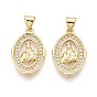 Латунные микро проложить кубического циркония подвески, овальные с рисунками " virgin mary"