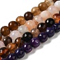 Нити окрашенных и нагретых бусин из натурального полосатого агата, граненые, круглые
