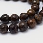 Natural Bronzite Round Beads Strands, Faceted(128 Facets)