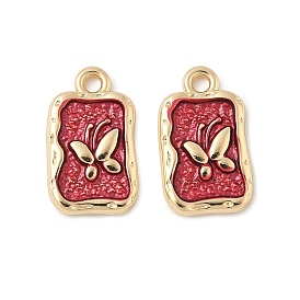 Сплав эмали прелести, прямоугольник с бабочкой-шармом, стойки покрытие, без свинца и без кадмия, золотые