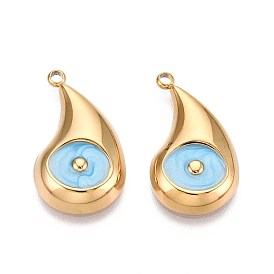 304 подвески из нержавеющей стали, с эмалью, очарование слезы, реальный 18 k позолоченный, ионное покрытие (ip)