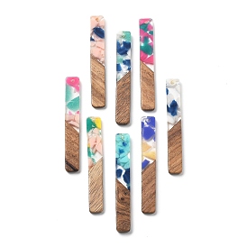 Подвески из смолы и ореха, прямоугольные