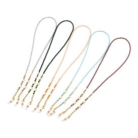Chaînes de lunettes, tour de cou pour lunettes, avec verre laiton, Perles en laiton, 304 fermoirs à pince de homard en acier inoxydable et extrémités en caoutchouc, or, étoiles