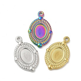 Ion Plating(IP) 304 Stainless Steel Pendant Cabochon Settings, Oval Charms
