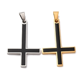 304 Подвески в виде креста Святого Петра из нержавеющей стали, с эмалью, христианский перевернутый крест-подвеска